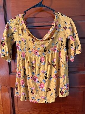 Rewind Floral Smocked Scoop Neck Tunic